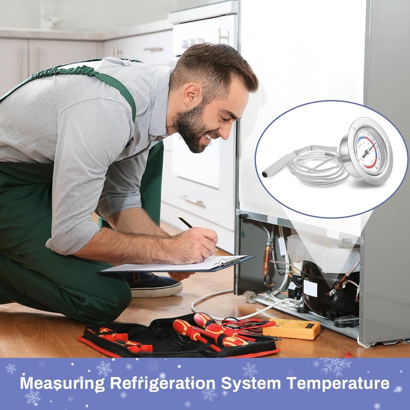 Copkim 2 Pcs Cooler Thermometer Vapor Capillary Design Refrigerator Gauge Freezer Thermometer, -40-65 Degree F/ -40-20 Degree C Temperature 2'' Dial Stainless Steel Flanged Panel Mount - Image 4